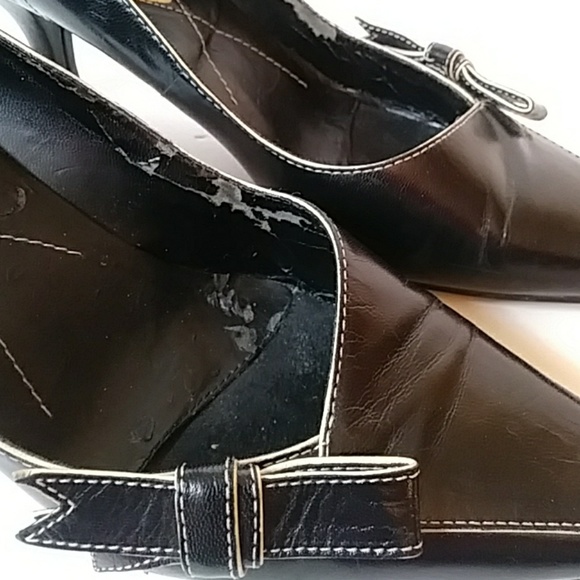 Liz Claiborne black flex heels w bows-sz 10 - Picture 7 of 7